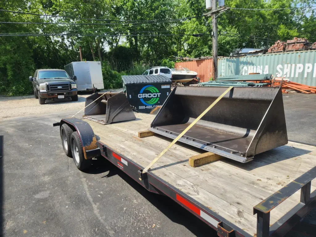 Flatbed trailer deck repaired and reinforced by a mobile welder