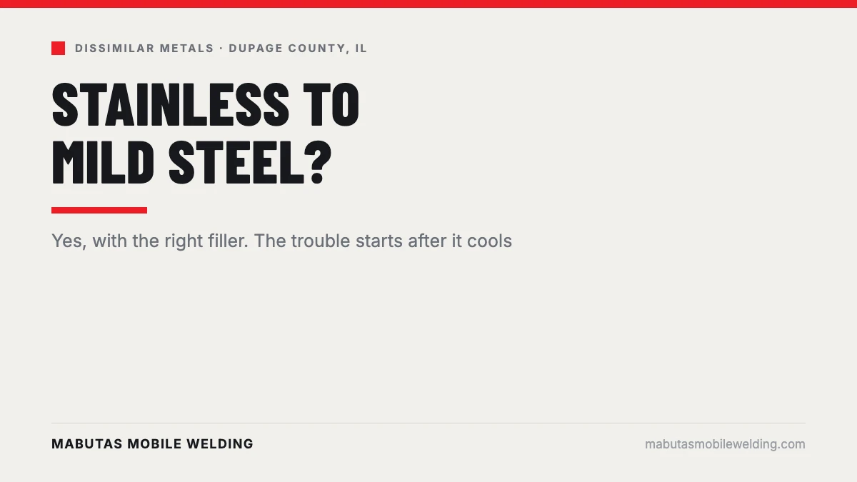 Welding stainless to mild steel, DuPage County