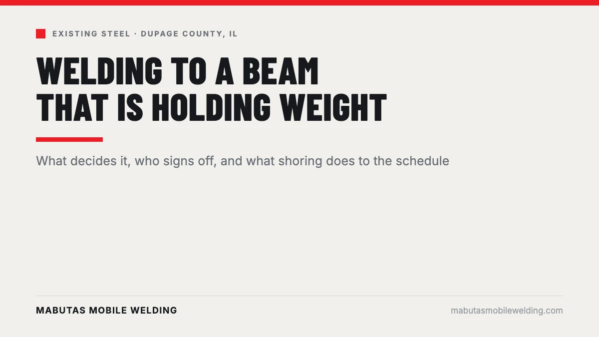 Welding to steel under load, what decides whether a loaded beam can be welded in place in DuPage County